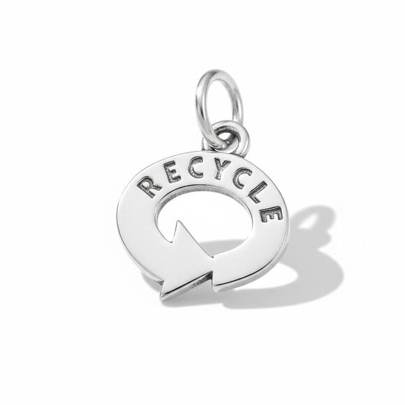 NEW Recycle Symbol .925 Sterling Silver Charm - Picture 1 of 3